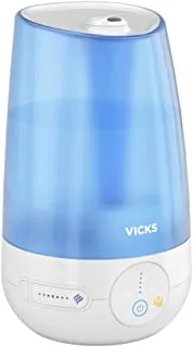 Vicks Cool Mist Ultrasonic Humidifier VUL565E1, 4.5L Capacity, Dual VapoPad Technology, 40 hours performance, White/Blue