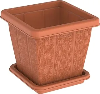 Cosmoplast 10L Cedargrain Square Planter with Tray