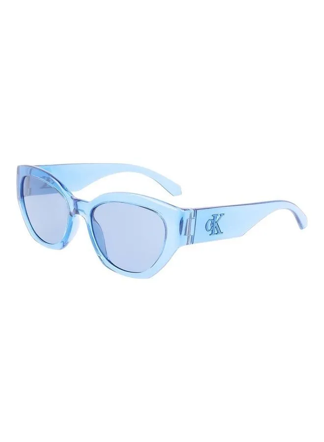 Calvin Klein Jeans Women's Full Rim Injected Cat Eye Sunglasses CKJ22634S 5518 (410) Transparent Azure