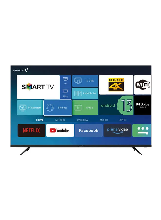 VIDEOCON 55-Inch Edgeless 4K UHD Smart TV With Dolby Audio And Wall Mount Included In The Box e55el1100 Black