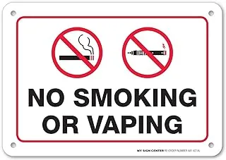 No Smoking Vaping Sign, 7” x 10” Industrial Grade Aluminum, Easy Mounting, Rust-Free/Fade Resistance, Indoor/Outdoor, USA Made by MY SIGN CENTER