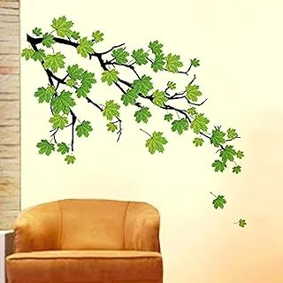 Decals Design PVC Vinyl Autumn Leaves Branch Wall Sticker (50 x 70cm, Green)