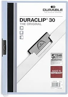 Durable Duraclip Clip Folder, 30 Sheets Capacity, Transparent/Blue