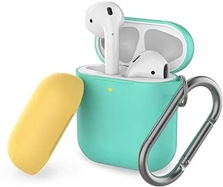 AhaStyle Keychain Version Two Toned Silicone Case for Airpods - Mint Green/Yellow