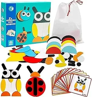 Baybee Wooden Geoanimo Creative Animal Block Puzzle Toy for Kids, Wooden Jigsaw Puzzle with Color & Shape Pattern Matching Game, Learning Educational Baby Toy Puzzle for Kids Children 3+Years Boy Girl