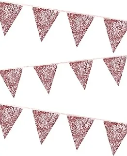 Talking Tables Luxe Glitter Bunting, 3 Meter Length, Pink