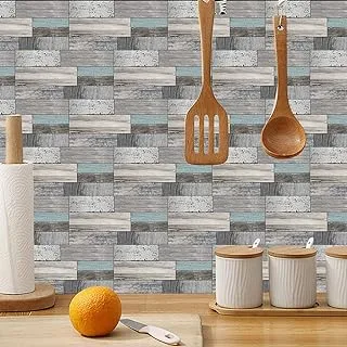 Homya 18-piece creative matte 11.81 inch * 5.9 inch visual 3D wood grain wall sticker wallpaper peelable self-adhesive kitchen wall countertop decoration sticker