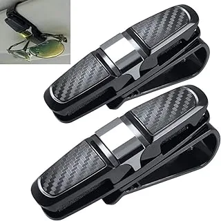 ‎MAKINGTEC MAKINGTEC Hanger Eyeglasses Mount 180 Degree Rotational Ticket Card Clip Double-Ends Carbon Fiber Silver 2 Pcs Car Glasses Holder Sunglasses Sun Visor