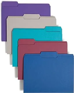 Smead Colored File Folder, 1/3-Cut Tab, Letter Size, Assorted Jewel Tone Colors, 100 per Box (11948)