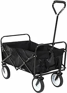 Folding Wagons with Wheels Collapsible | Multi Use Utility Cart with Wheels | Rolling Beach Cart | Shopping Cart Trolley Foldable | Outdoor Utility Wagon | Sports Wagon Cart | Max Load: 68 KG (BLACK)