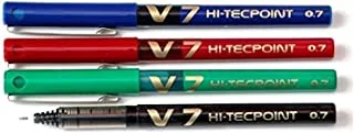 Pilot V7 Hi-Techpoint Rollerball Mixed Pack Of 4 Black/Blue/Green/Multicolor/Red