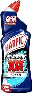 Harpic Power Plus Toilet Cleaner, 10X Better Than Bleach, Kills 99.9% Germs, Fresh Fragrance, 500 ml