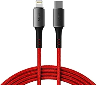 MiLi USB-C إلى Lightning Cable معتمد من Apple MFI ، شحن سريع [3A / 30W] [مزامنة] [شحن] طويل الأمد - جميع أجهزة iOS [iPhone / iPad / iPod] - سبائك الألومنيوم / سترة TPE