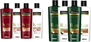 Tresemme Shampoo Keratin Smooth Pack Of 2 &Tresemme Conditioner Keratin Smooth 400Ml Pack Of 2 Red & Shampoo Botanix Pack Of 2 & Tresemmé Conditioner Botanix, 400Ml Pack Of 2, Green