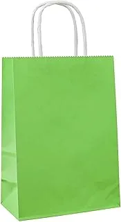 COOLBABY 12PC Small Gift Bags Green Kraft Paper Bags with Handles for Party Favor Supplies(21 * 27 * 11 bright green)