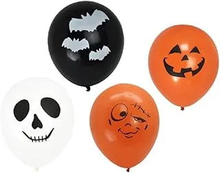 thePartyPopper Halloween Balloons, 12 inches, Orange, White and Black