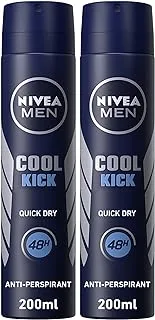 NIVEA MEN Deodorant Spray for Men, Cool Kick Fresh Scent, 2x200ml