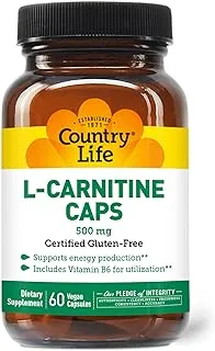 Country Life L-Carnitine 500 مجم كبسولات نباتية 60 كبسولة