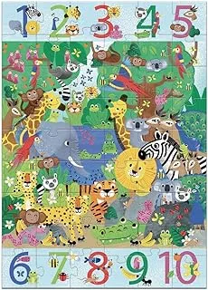 Djeco 1-10 Jungle Giant Puzzle Set مجموعة من 54 قطعة