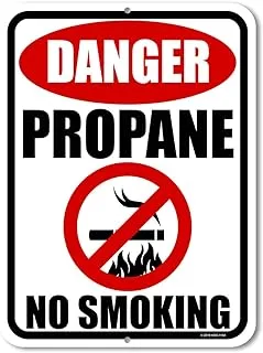 Honey Dew Gifts No Smoking Sign, Danger Propane No Smoking 9 inch by 12 inch Metal Aluminum No Smoking Signs for Business, Made in USA