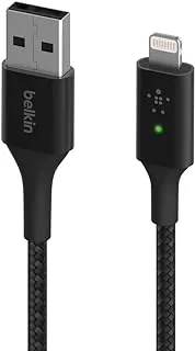 Belkin Smart LED Charging Cable USB to Lightning 4ft/1.2m (See Your Status at a Glance) For iPhone, AirPods and iPad, MFi-Certified - Black