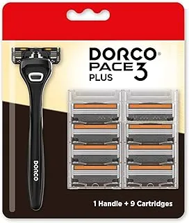 Dorco Pace3 Plus Men Value Pack 1 Handle + 9 Catridges Black