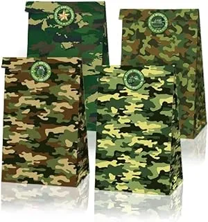 CAMOUFLAGE DESIGNED PARTY FAVOR BAGS PACK OF 12