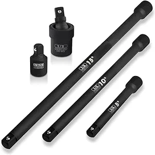 Neiko 00256A 1/2-Inch Drive Impact Extension Bar and Adapter Set, 5-Piece | Includes 5, 10, 15-Inch Bars, Universal Joint, Reducer