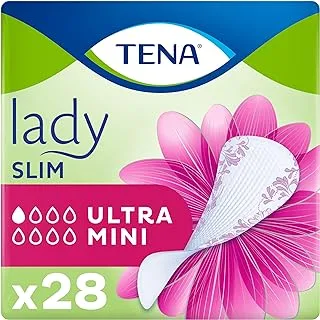 TENA Lady Slim Ultra Mini Pads protection against light urine leakage or incontinence, Soft and silky, 28 pads