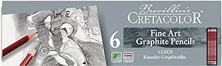 Cretacolor Fine Art Graphite Tin Set, Red Graphite Pencil Pocket Tin Set of 6