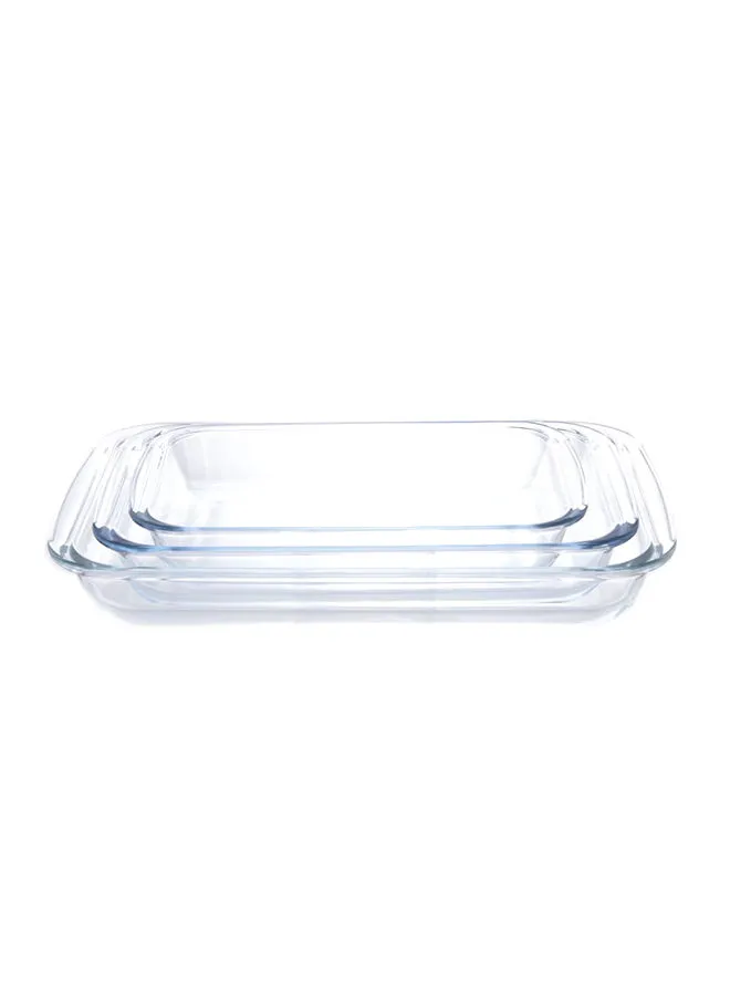 TALIONA 3-Piece Rectangle Glass Baking Dish Set Clear 1.6/2.2/3Liters