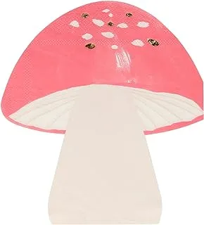 Meri Meri Fairy Toadstool Paper Napkins 16-Packs, White/Pink