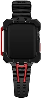 Element Case Special Ops Watch Band and Case for Apple Watch Series 7/8 (41mm) - Rugged, Lightweight and Shock Absorbent Case - Black/Red (EMT-522-261AY-01)