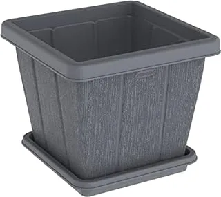 Cosmoplast 20L Cedargrain Square Planter with Tray