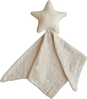 Mushie Star Security Blanket | Baby Lovey Comforter | Organic Muslin Cotton | Baby & Toddler Snuggle Nap Time Blanket | Designed in Denmark | Fog