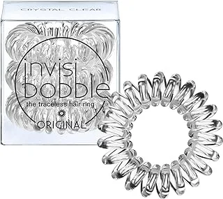 خاتم الشعر الأصلي Traceless Invisibobble من 3 قطع ، شفاف كريستالي