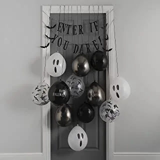 Ginger Ray FN-119 Door Entry Decoration for Halloween Parties Including Bunting and Balloons, Black