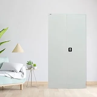 RIGID Home Cupboard with Clothes-Hanging Space Shelving - Flush Key lock (Grey)