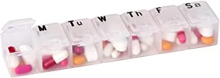 Acu-Life Pill Box, Acu-Life 7 Day Pill Organiser, Braille & Embossed Letters, Secure Lid, Medium