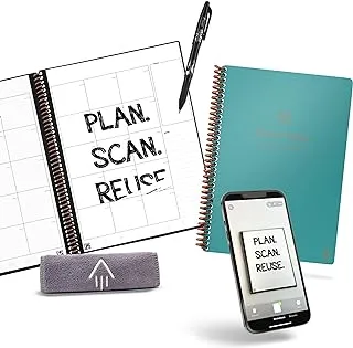 Rocketbook Reusable Everyday Planner - Daily, Weekly, Monthly with Pilot Fixion Pen and Microfiber Cloth Included , Executive Size Light Bl