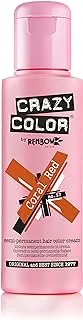 Crazy Color Hair Dye - Vegan and Cruelty-Free Semi Permanent Hair Color - Temporary Dye for All Hair Types, #57, Coral Red 100 ml