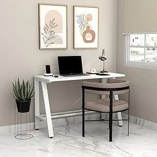 RIGID Computer Desk, Modern Sturdy Office Desk Large Writing Study Table for Home Office Computer Desk with Extra Strong Legs, Computer Writing Desk (Table top White & White Legs)