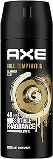 Axe Men Deodorant Body Spray for Long Lasting Odour Protection, Gold Temptation, 48 hours Irresistible Fragrance, 150ml