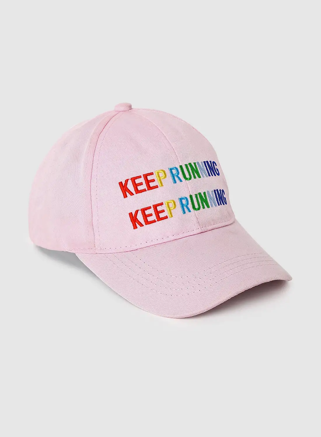 QUWA Keep Running Embroidered Cap Pink