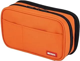 LIHITLAB Double Zipper Pen Case, 7.9 x 2.8 x 4.7 inches, Orange (A7555-4)