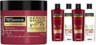 TRESemme TRESEmme Masque Keratin Smooth, 180ml & Shampoo Keratin Smooth Pack Of 2 & Conditioner Keratin Smooth 400Ml Pack Of 2 Red