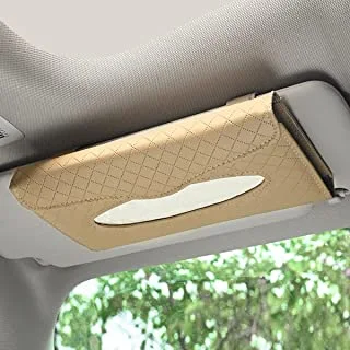 NALANDA CARTBOX01C Visor Tissue Holder PU Hanging Tissue Holder for Car PU Leather Napkin Paper Mask Holder for Seat Back and Sun Visor-Beige