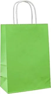 COOLBABY 12 PCS Medium Gift Bags Kraft Paper Bags with Handles for Party Favors (21 x 27 x 11cm) (green bright)