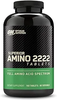 Optimum Nutrition (ON) Superior Amino 2222 Tablets, Complete Essential Amino Acids, EAAs to Maintain Muscle Tissue - 160 Tablets