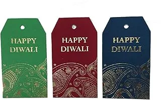 thePartyPopper HAPPY DIWALI GOLD FOILED GIFT TAGS PACK OF 12 for Diwali gifts and mithai box decorations, DGFGTP